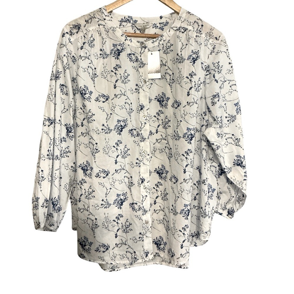 Lucky Brand Floral Print Women's Top - Blue and White